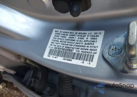 2013 Honda Civic Lx z USA, uszkodzony, nr VIN 19XFB2F59DE028007